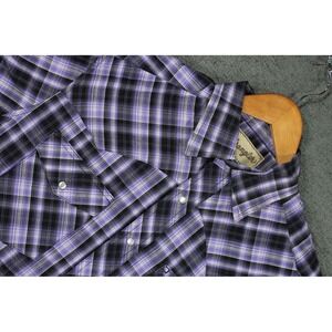 Wrangler Western Fashion Snap Shirt Mens Medium Purple Black Plaid WM180BP